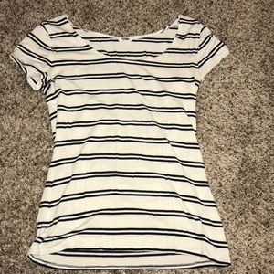 stripped black and white garage boat neck t shirt